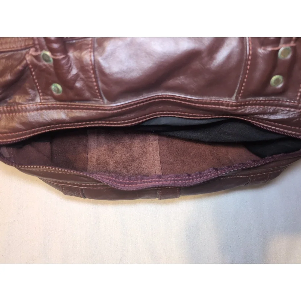 Vintage Genuine Leather Burgundy Duffle Bag Tote Travel Carry-On Shoulder Mexico